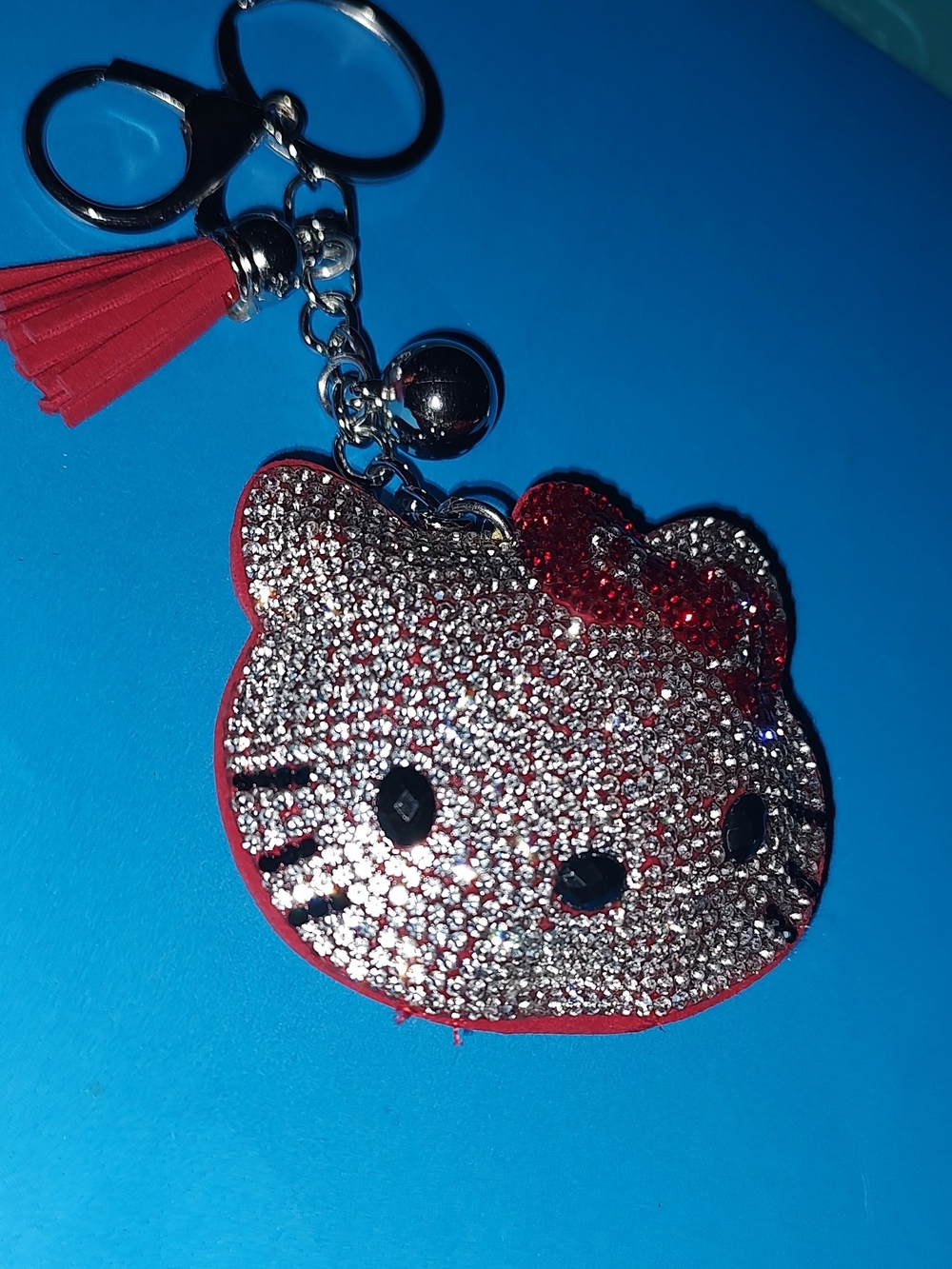 New! Rhinestone Hello Kitty Keychain with Red Bow - Picture 2 of 4